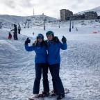 Ellen and Rebecca at the bottom of the Font Negre 6 man chairlift