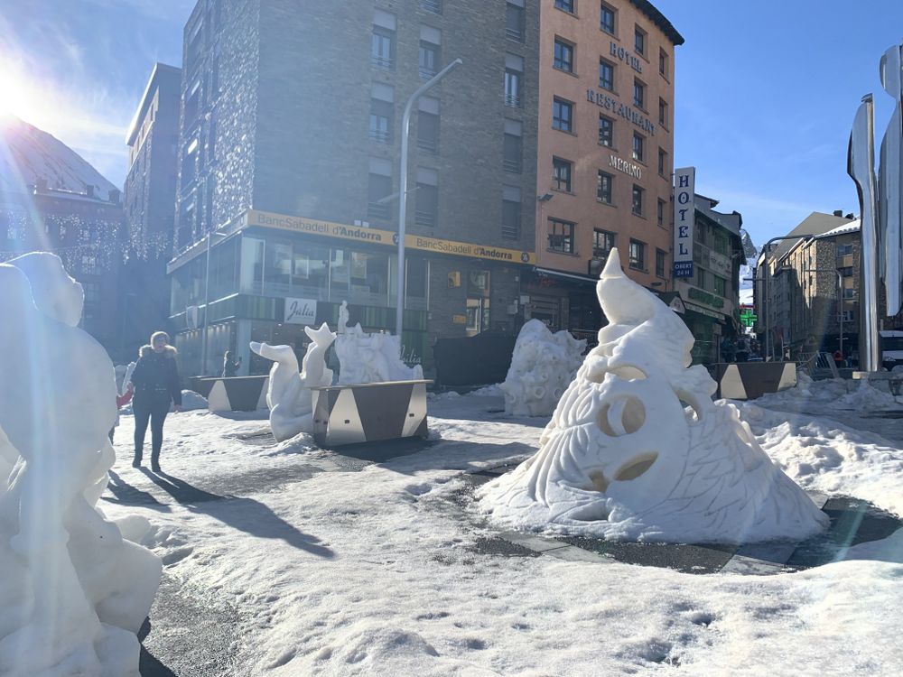 Snow sculptures in Pas de la Casa town