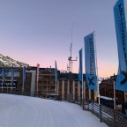 Sunrise over the mountains next to the Solana chairlift