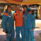 Pas de la Casa ski school instructors showing off their new uniforms! Very nice guys!